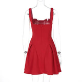 Solid Strap Flare Mini Dress- Outfit