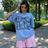 And Spicy Wind Shoulder Short-Sleeved Letter Printing T-Shirt Girl Spring Small Loose Thin Top
