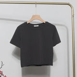Solid Short-Sleeved T-Shirt Burst Small Short Sweet Spicy Slim Slim Thin Collar Top