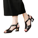 Zingj New Fish Mouth Breathable Hollow Thick With Korean Version Of A Word Button Mother Sandals- Outfit