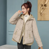 Station Light And Short Down Cotton Clothes Female Hooded Splicing Fake Two Cotton-Padded Clothes Winter Fashion Warm Small Coat-Outfit