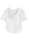 T-shirts Women Summer New Skinny Casual Irregular Crop Tops Solid Short Sleeve Hooded Zipper Harajuku Ladies
