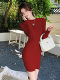 Zingj Shot Online Celebrity Medium-Length Semi-High-Necked Sweater Dress Slim Autumn And Winter Style Bottom Knitted Hip
