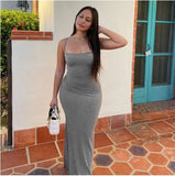 Sleeveless Bodycon Long Skims Dress Women Off The Shoulder Sexy Slim Backless Maxi Dresses Summer Vestidos Mujer
