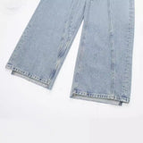 Spring Style Deconstructed Mid-Waist Fashion Wide-Leg Jeans