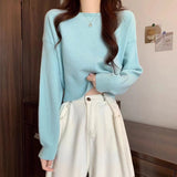 Zingj One-Word Collared Sweater For Women In Autumn And Winter, A Solid Color Casual Sweater, A Small Foreign