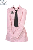 Women's Dress Vintage Kawaii Pink Fashion Harajuku Y2k Ladies Long Sleeve Striped One Piece A-line Midi Dress Party Club