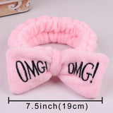 New OMG Letter Coral Fleece Wash Face Bow Hairbands For Women Girls Headbands Headwear Hair Bands Turban Hair