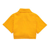 2025 Color Elastic New Women's Knot Short Shirt Linen