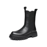 Zingj Boots Autumn Breathable Male High Top Leather Shoes Work Boots Korean British Style Ankle Boots