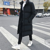 Winter Long Cotton Coat Men Handsome Long Style Over The Knee Thick Cotton-Padded Clothing Korean Version Students Trend Big Cotton-Padded Jacket-Outfit