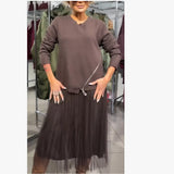 Women's Fashion Long-Sleeved Wool Collar Sexy Low Breast Body Quality A Christmas Dress