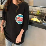 Women Harajuku Milk Printed Kawaii BF Couple Clothes Unisex Loose Long Summer Tee Top Womens Tshirt Korean Style