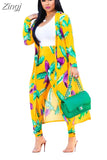 2 Piece Set Women Cardigan Long Trench Tops And Bodycon Pant Suit Casual Clothes Boho Sexy Two Piece Outfits