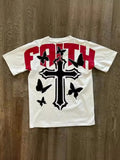 T-Shirt Y2K Hip-Hop Letter Retro Cross Graphic Print Oversized T-Shirt Men's Round Neck Cotton Short-Sleeved