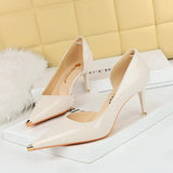 Zingj Fashion Simple Sexy Nightclub Show Thin Heel Ultra High Heel Side Hollow Shallow Metal Single