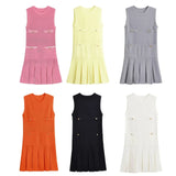 Women's Clothing 2025 Summer New College Wind Age Reduction Wide Fold Knitted Mini Dress