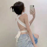 Sexy Crop Top Halter Backless Top Slim Fit Solid Camisole Clothes for Women Fashion Sleeveless T