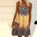 Summer Dress 2022 Bohemian Printed Casual Loose Sleeveless Sling Dresses Female Holiday Plus Size A-Line Mini