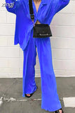 Pants Suits Women Button Up Shirt And High Wasit Pants Set Spring Autumn Ladies Pleated Elegant Loose 2 Piece Pant
