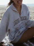 vintage half zip knit sweatshirt with letter