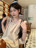 Women Flying Sleeve Loose Sweet Casual Summer All-match Tops Korean Style Students Chic Tender Solid Clothes
