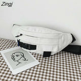 Bags Women Casual Canvas Harajuku Fanny Packs Girls Simple Fashion Handbag Hip-pop Ulzzang Money Phone Pouch Belt Bum