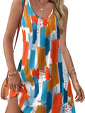 Summer Beach Loose V-Neck Sleeveless Pocket Dress