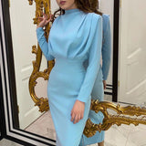 Model Autumn Fashion Temperament Waist-controlled Solid Color Long Sleeve