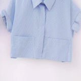 Women's Wear New Striped Poplin Short Shirt