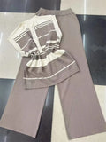 2024 New Stripe Sleeveless Knitted Vest Top + High Waist Wide Leg Pants Suits Two Piece Set For Women Casual