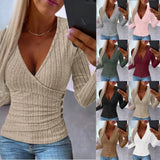 Zingj Hot Style Autumn And Winter Simple Long Sleeve V Collar Jacket Women's Sweater Female