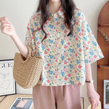 Elegant Social Women's Shirt Oversized Shirt Women's Summer Blouse 2024 Kawaii Shirt Short Sleeve Beach Cover