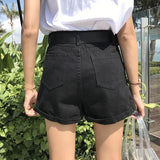 Women Summer Denim High-waist Pockets Large Size S-5XL Loose Slim Wide-leg Womens Short Korean Style All-match Chic