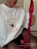 New Cotton Short-Sleeved Top Small Print Collar T-Shirt Loose Soft Ins Women's