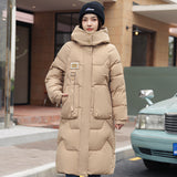 Cotton Dress Korean Version Loose 2024 Winter New Over The Knee Long Thick Warm Padded Coat Temperament Cotton-Padded Jacket Tide-Outfit