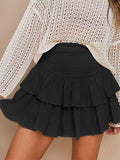 Smock Tiered Ruffle Mini Skirt-Outfit