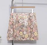 Heavy Industry Lighting Flowers A-Word Skirt High Waist Thin Ass Anti-Light Short Skirt Women