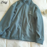 Women Aesthetic Thicker High Quality Leisure Turtleneck Leisure Embroidery Spring Autumn Korean Style Winter Coats