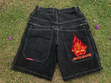 Y2k Denim Shorts Street Hip-Hop Retro Graphics Black Loose Gothic
