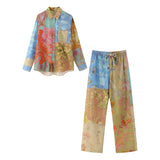 New Spliced Print Shirt 3287178 Pajamas Flared Pants