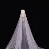3M Long Pearls Wedding Veil Tulle 1T White Bridal Veil Elegant Luxurious Beaded Bride Veil Ivory Bridal Party Veils With