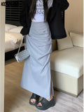 High Waist Split Women Skirts Y2k Aesthetic Spring Solid Irregular Harajuku Skirt Slim All Match Casual Fashion
