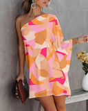 Zingj / Summer 2023 New Hot Style Positioning Print Gradient One-Shoulder Casual