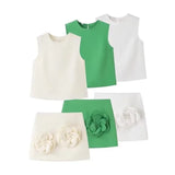 New Spring Style Simple Vest With Two Sets Of Floral Decorative