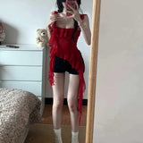 Trend Pure Desire Slings High-End Temperament Hottie Irregular Red Top Girl Small Man Wears