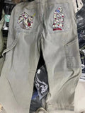 Trend Hip-Hop Funny Printed Jeans Men's And Women's High Street Fashion Loose Wide-Legged Floor