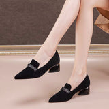 Zingj New 2024 Korean Edition Fashion Pointed Thick Heel Single Shoes Women Pedal Casual High Heel Women's