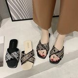 Zingj Size 42 Online Celebrity Slippers Women Wear 2023 New Summer Fashion Flat-Soled Sandals
