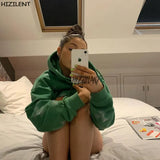rhinestone graphics Oversized Hoodies Female Zip Up Long Sleeve Women's Sweatshirt Y2K Aesthetic Winter Grunge